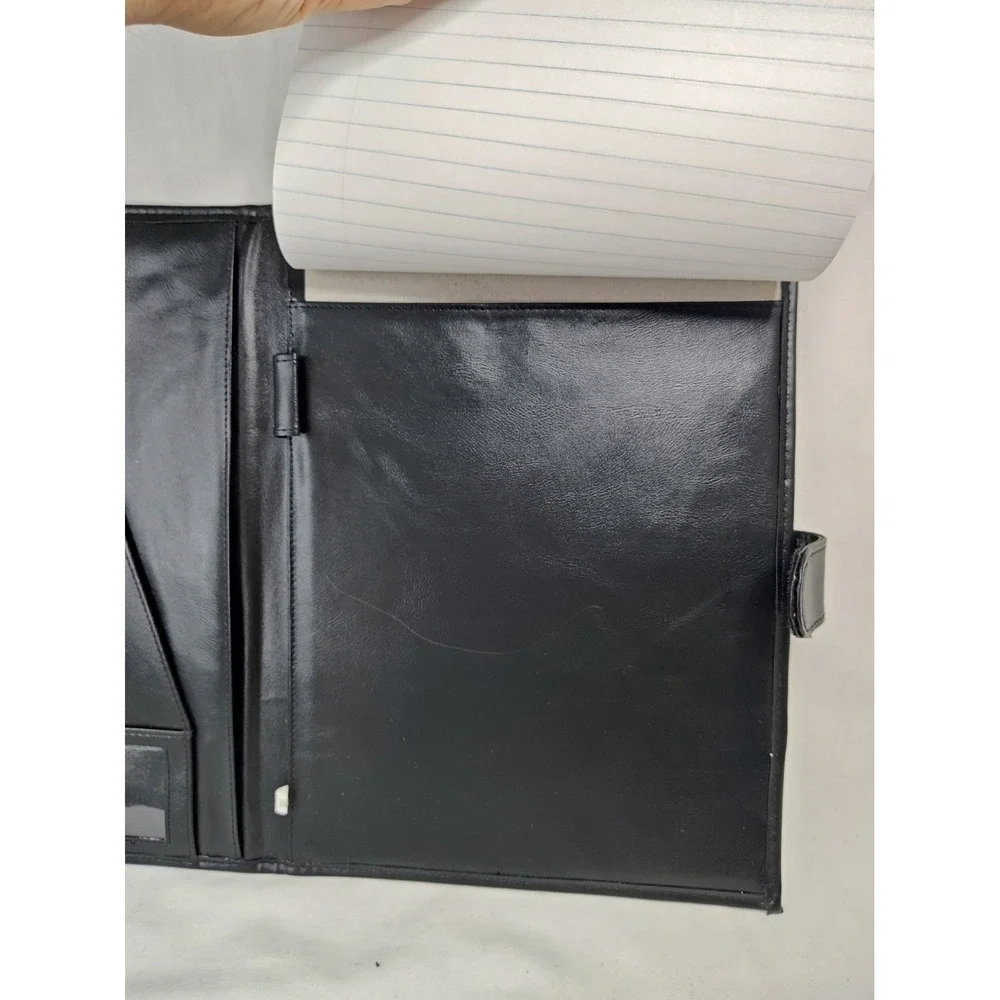 Vintage London Fog Black Leather Patchwork Portfolio Padfolio Organizer Case